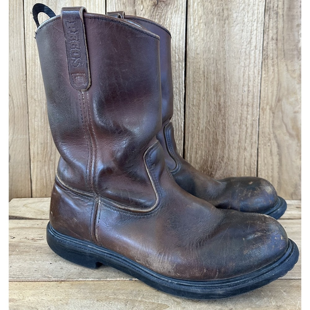 Red Wing Pecos Boots Leather Work Brown ASTM Safety Toe Men’s Sz 11 E